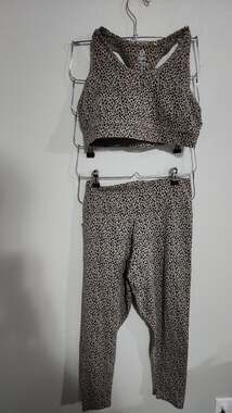 tasc Performance Bamboo Organic Cotton Leopard Print Sports Bra and Leggings Set